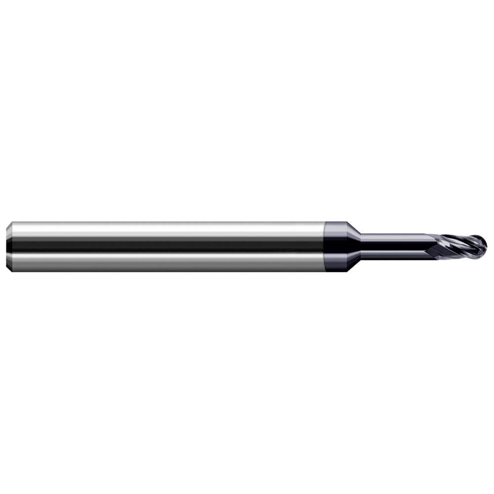 Harvey Tool - Ball End Mills; Mill Diameter (Decimal Inch): 0.0250 ; Number of Flutes: 4 ; Length of Cut (Decimal Inch): 0.0370 ; Material: Solid Carbide ; Overall Length (Inch): 2-1/2 ; Overall Length (Decimal Inch): 2.50000 - Exact Industrial Supply