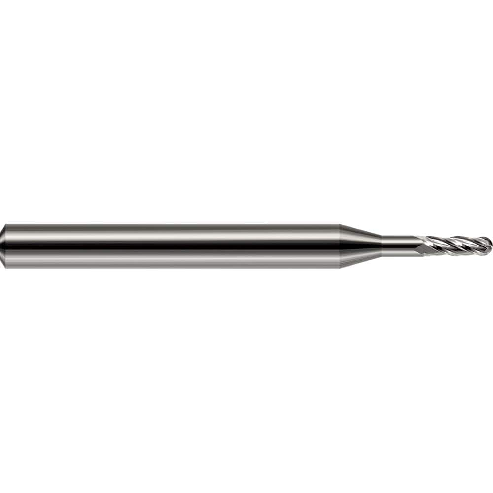 Harvey Tool - Ball End Mills; Mill Diameter (mm): 0.50 ; Mill Diameter (Decimal Inch): 0.0200 ; Number of Flutes: 4 ; Length of Cut (Decimal Inch): 0.0600 ; Material: Solid Carbide ; Overall Length (Inch): 1-1/2 - Exact Industrial Supply