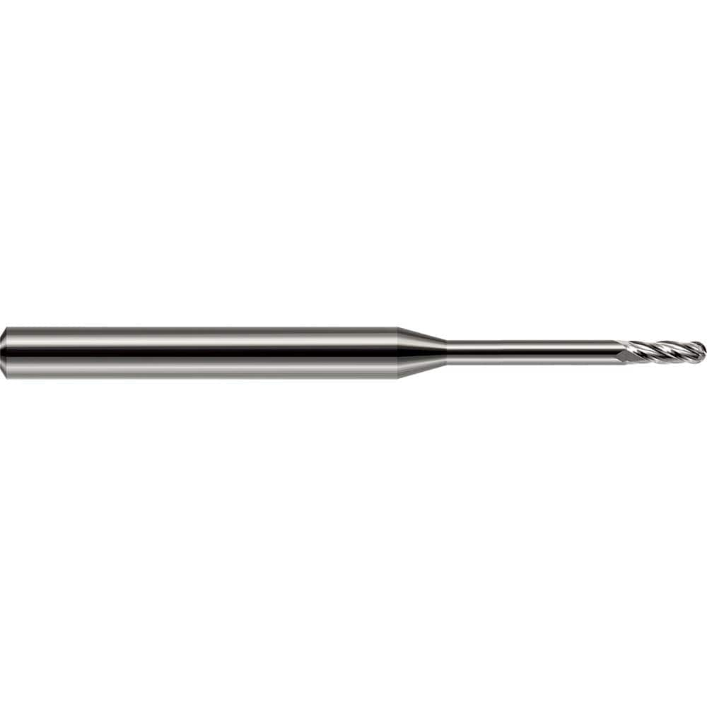 Harvey Tool - Ball End Mills; Mill Diameter (mm): 0.80 ; Mill Diameter (Inch): 1/32 ; Mill Diameter (Decimal Inch): 0.0310 ; Number of Flutes: 4 ; Length of Cut (Inch): 3/32 ; Length of Cut (Decimal Inch): 0.0930 - Exact Industrial Supply