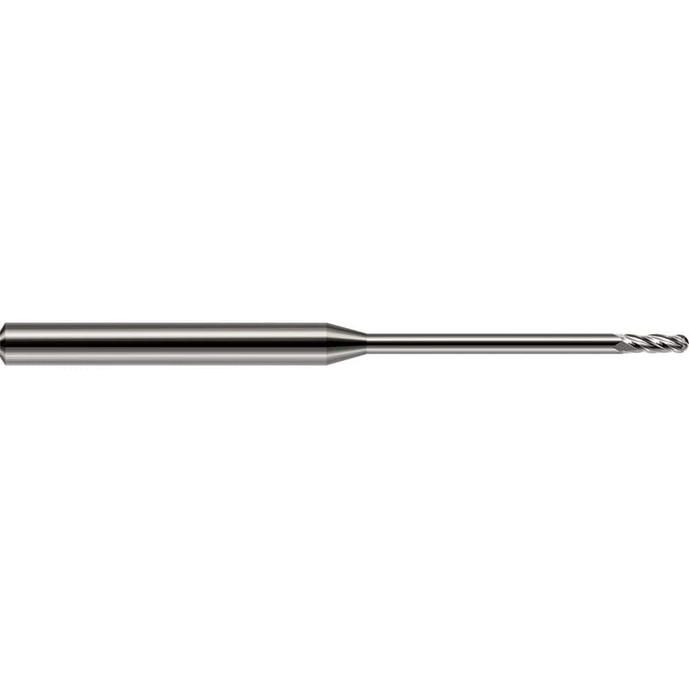 Harvey Tool - Ball End Mills; Mill Diameter (mm): 0.80 ; Mill Diameter (Inch): 1/32 ; Mill Diameter (Decimal Inch): 0.0310 ; Number of Flutes: 4 ; Length of Cut (Inch): 3/32 ; Length of Cut (Decimal Inch): 0.0930 - Exact Industrial Supply