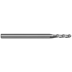 Harvey Tool - 3/16" Diam, 9/16" LOC, 3 Flute Solid Carbide Ball End Mill - Exact Industrial Supply