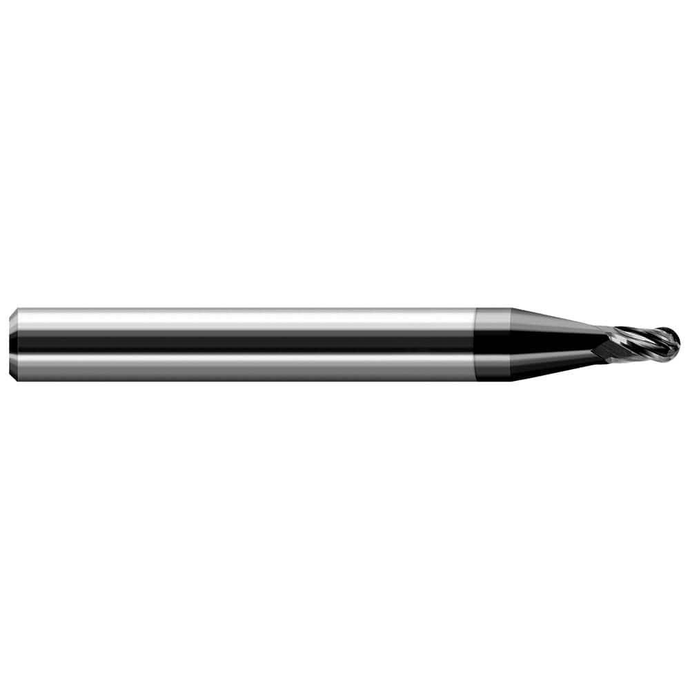 Harvey Tool - Ball End Mills; Mill Diameter (Inch): 3/32 ; Mill Diameter (Decimal Inch): 0.0930 ; Number of Flutes: 4 ; Length of Cut (Decimal Inch): 0.1390 ; Material: Solid Carbide ; Overall Length (Inch): 1-1/2 - Exact Industrial Supply