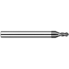 Ball End Mill: 0.375″ Dia, 0.57″ LOC, 4 Flute, Solid Carbide 2-1/2″ OAL, 3/8″ Shank Dia, 30 ° Helix, CVD Coated, Single End