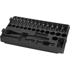 Milwaukee Tool - Socket Holders & Trays; Type: Tray ; Drive Size: 3/8 ; Holds Number of Pieces: 32 ; Color: Black ; Additional Information: Color Coded for Easy Parts Identification - Exact Industrial Supply