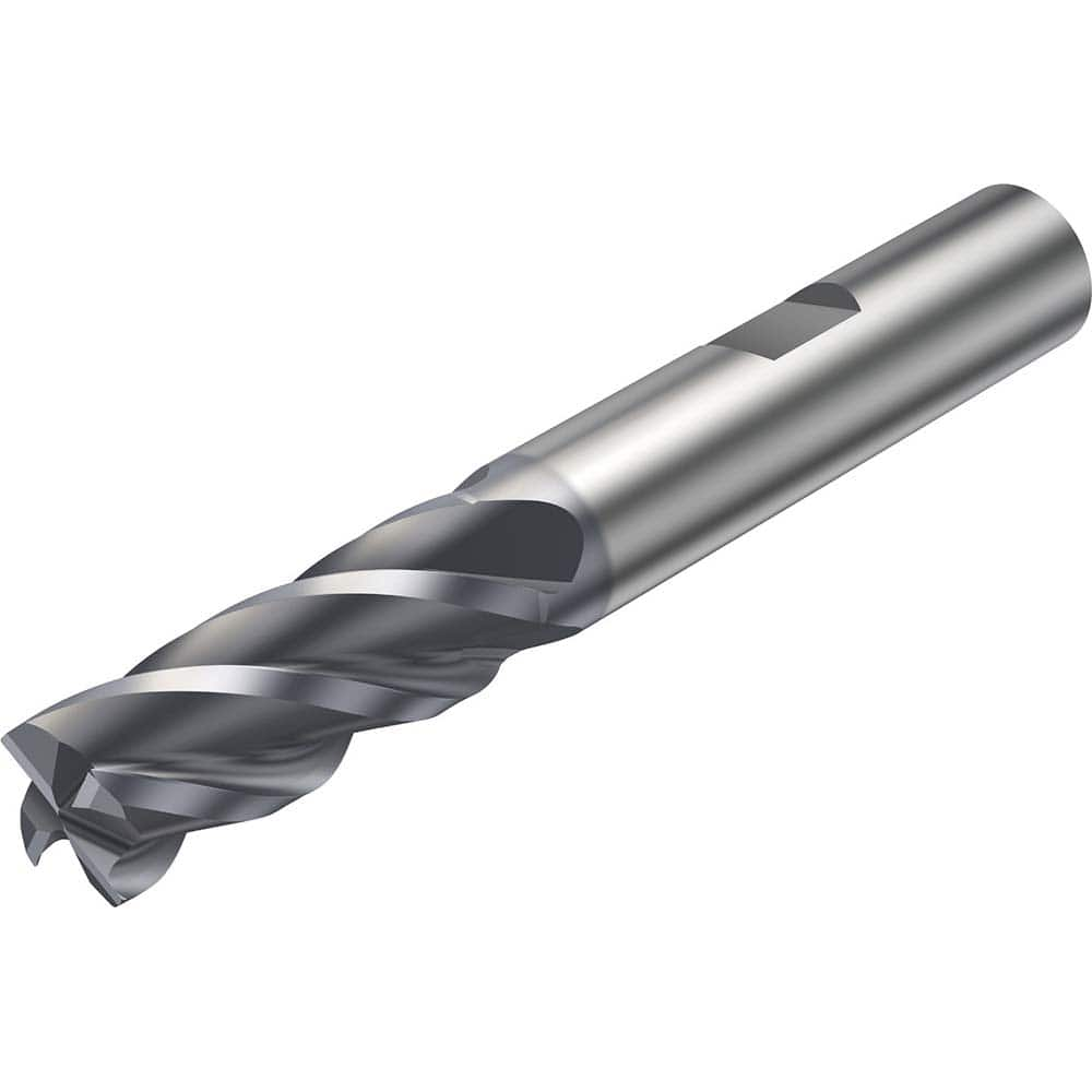 Corner Chamfer End Mill: 0.472″ Dia, 4 Flute, Solid Carbide 83 mm OAL, 12 mm Shank Dia, 42 ° Helix, AlCrN Coated, Centercutting