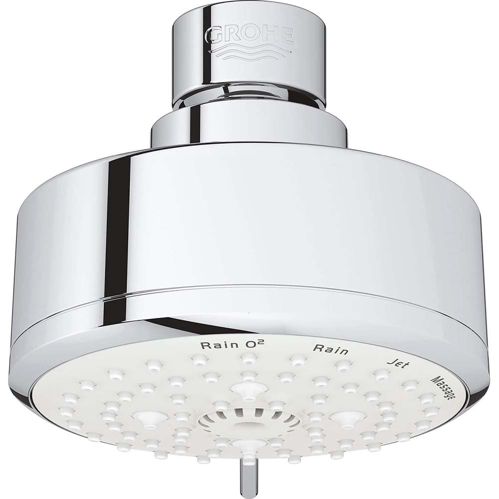 Grohe - Shower Heads & Accessories; Type: Shower Head ; Material: Metal ; GPM: 2.50 ; Face Diameter: 4 (Inch); Finish/Coating: Polished Chrome ; Settings: Spray, Pulse, Combination Pulse-Massage - Exact Industrial Supply