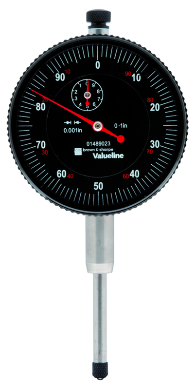 2-1/4" Face 0-100 Dial Reading .001" Graduation Black Face Indicator - Makers Industrial Supply