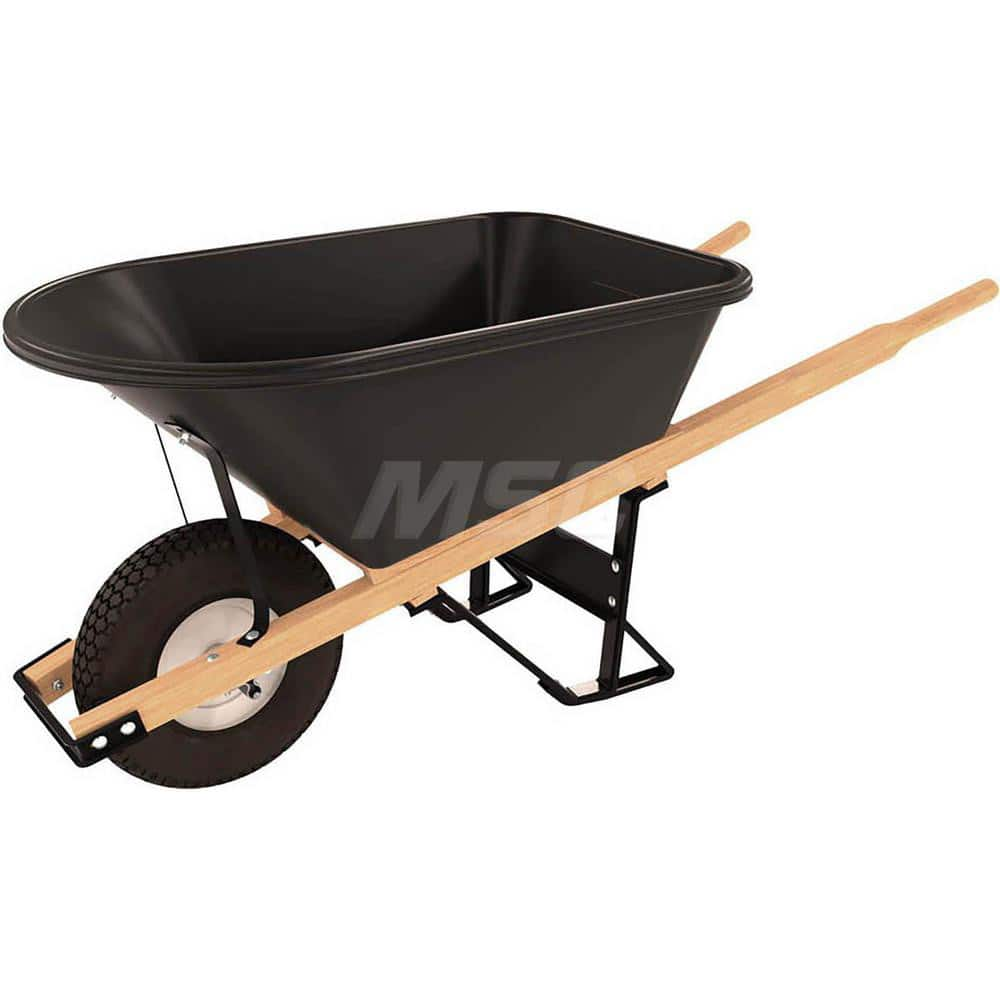 Wheelbarrows; Volume Capacity: 5.8; Load Capacity: 250; Wheel Type: Flat-Free Wheel; Wheel Material: Rubber; Tray Material: Polyethylene; Handle Material: Wood; Capacity (Lb.): 5.8