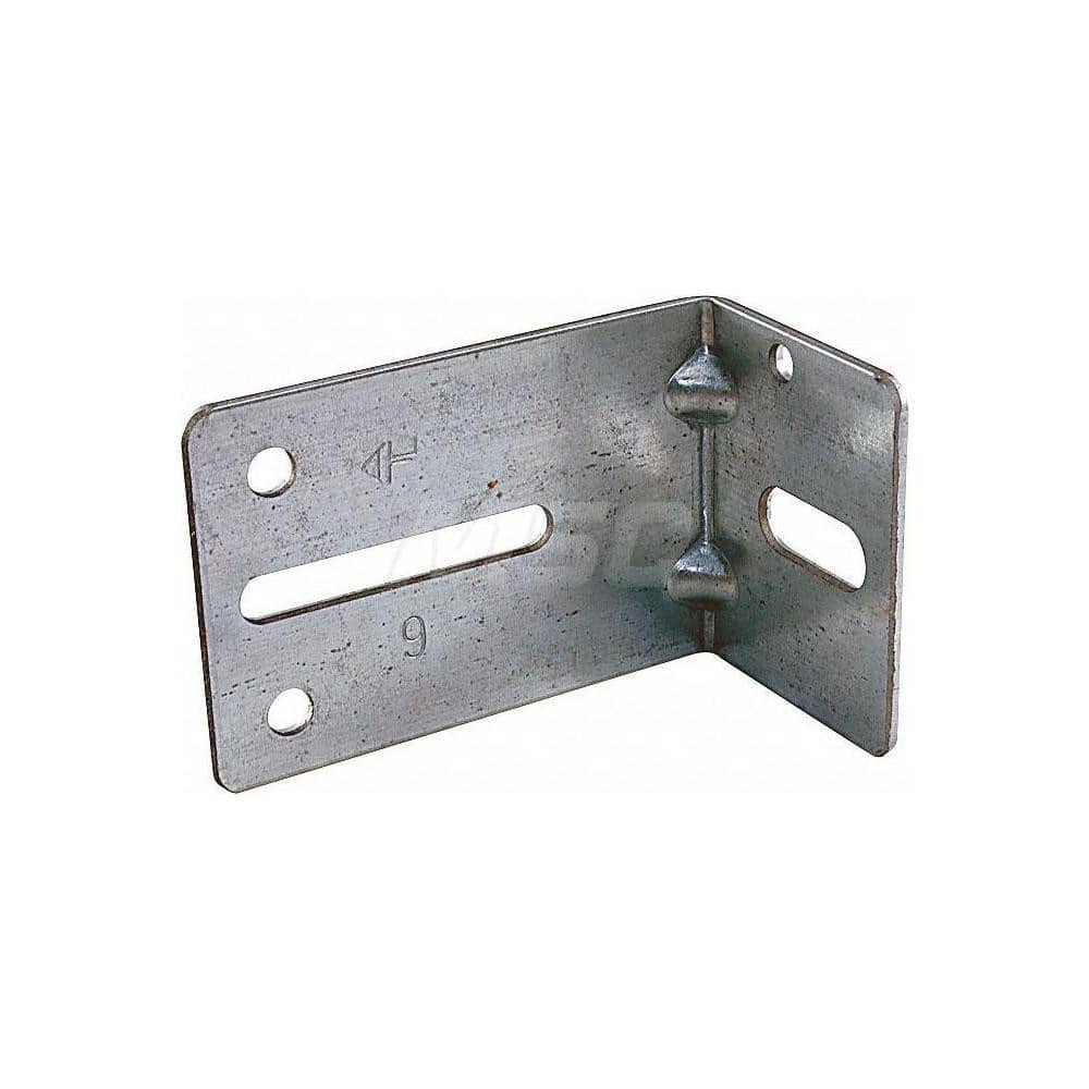 Garage Door Hardware; Type: Garage Door Track Jamb bracket # 6; For Use With: Commercial Doors; Material: Steel; Overall Length: 3.38; Overall Width: 2; Overall Height: 1.75; Finish/Coating: Galvanized; Includes: Mounting Holes and Track Attachment Slot;