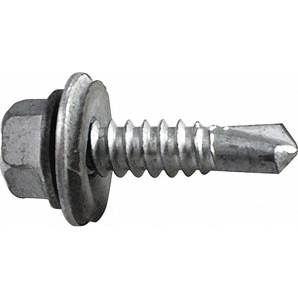 Garage Door Hardware; Type: Self Driller Hinge Screw; For Use With: Commercial Doors; Material: Steel; Hardware Diameter: .25; Overall Length: 1.00; Finish/Coating: Galvanized; Includes: Washer Head with Rubber Sea; Length (Inch): 1.00; For Use With: Comm