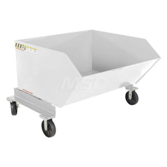 Stationary Tilt Hopper: 2,000 lb Capacity, 54″ Wide, 58.81″ Long, 37.125″ High White, Powder Coated Steel, Hand Control