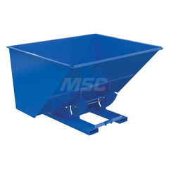 Stationary Tilt Hopper: 4,000 lb Capacity, 82″ Wide, 69″ Long, 51″ High Blue, Powder Coated Steel, Hand Control