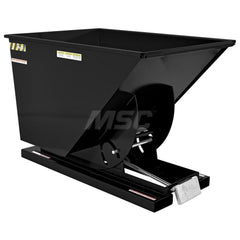 Stationary Tilt Hopper: 2,000 lb Capacity, 42″ Wide, 61.13″ Long, 42.6875″ High Black, Powder Coated Steel, Hand Control