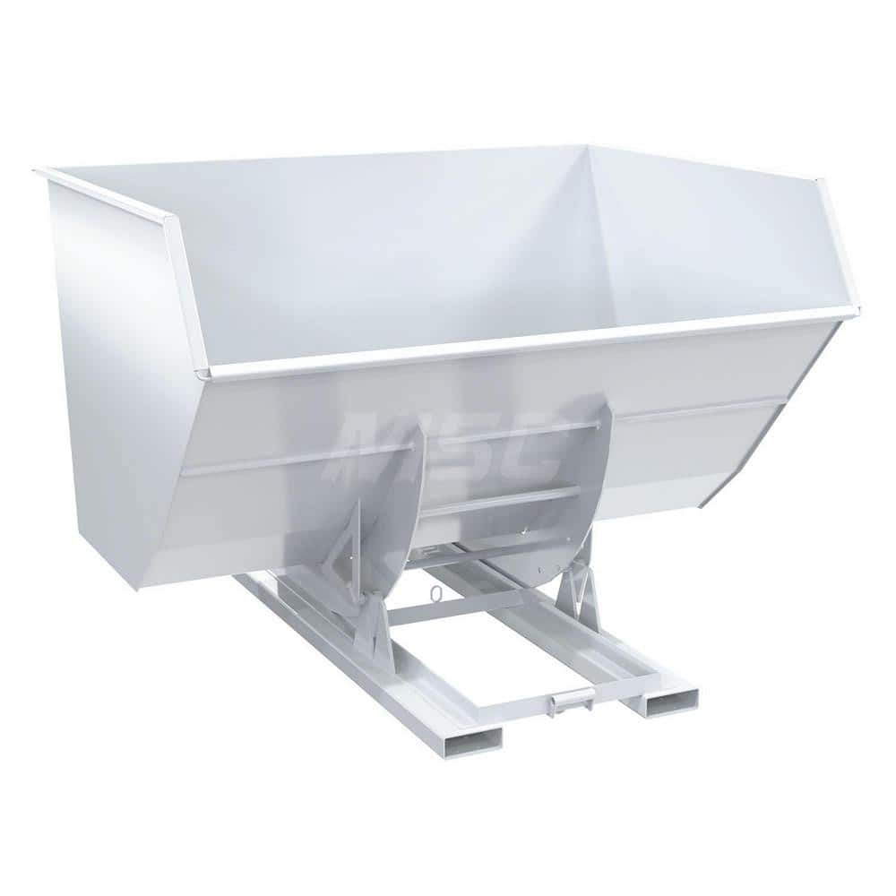 Stationary Tilt Hopper: 6,000 lb Capacity, 79″ Wide, 90.25″ Long, 64.375″ High White, Powder Coated Steel, Hand Control