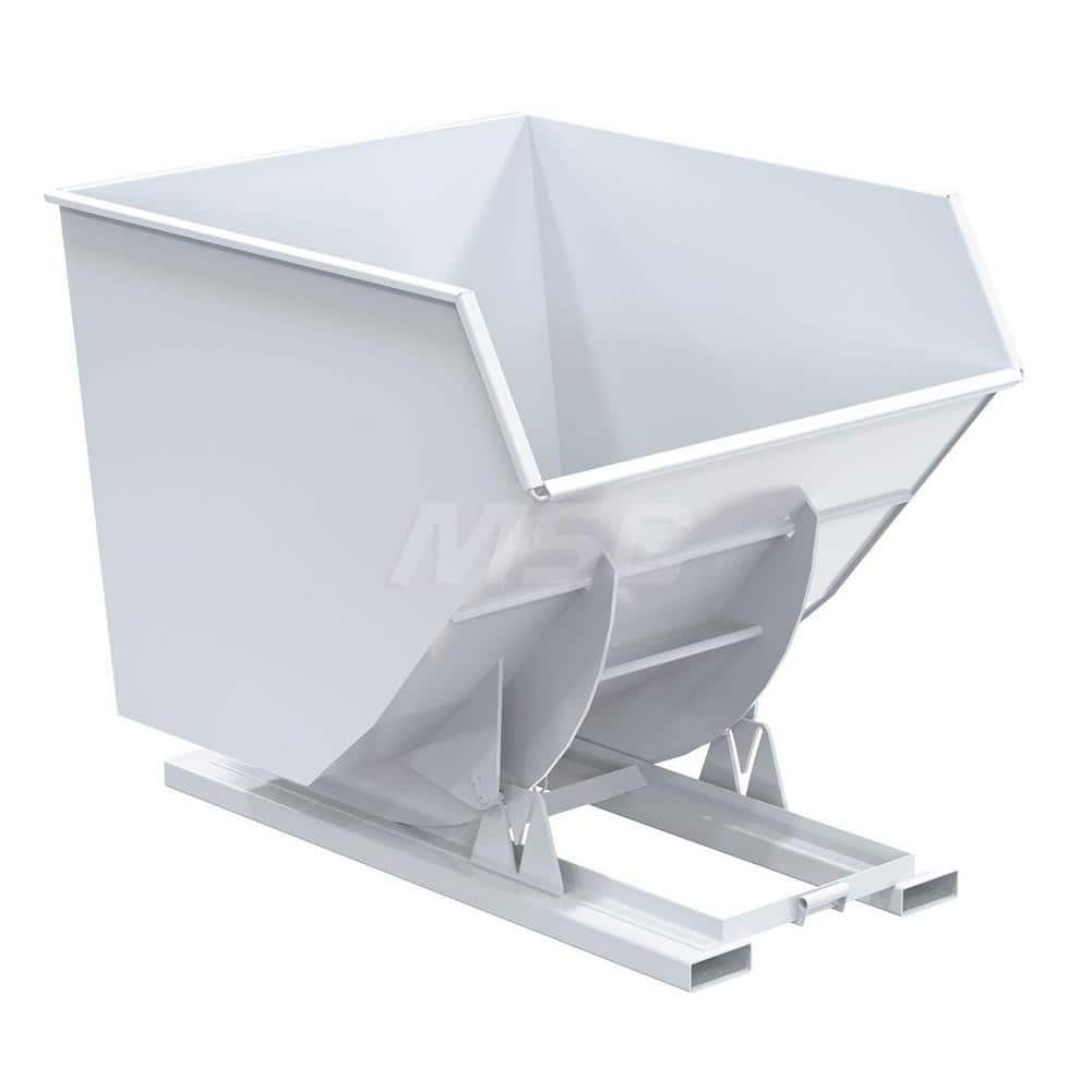 Stationary Tilt Hopper: 6,000 lb Capacity, 64″ Wide, 79.38″ Long, 64.375″ High White, Powder Coated Steel, Hand Control