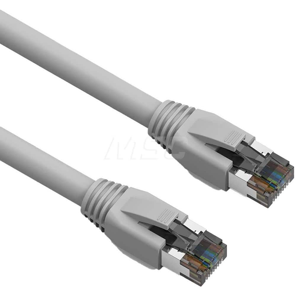 50' HD 24AWG AWG PVC Round Solid Straight Twisted-Pair (UTP/STP) CAT8 Ethernet Cable Double Shielded Braid, Flexible