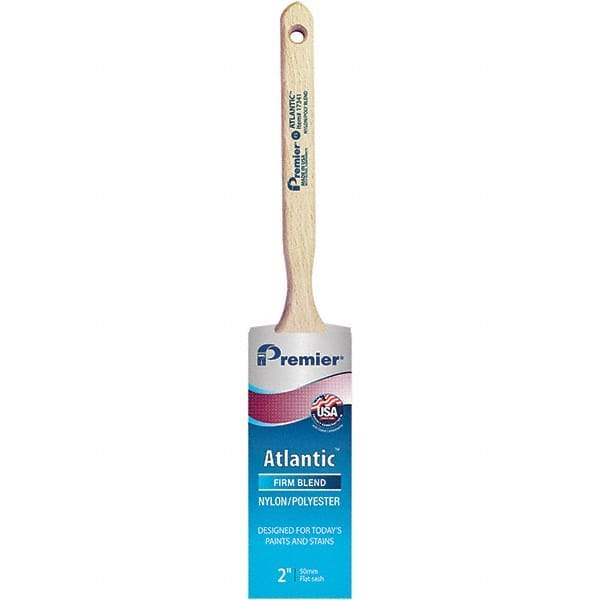 Premier Paint Roller - 2" Tapered Nylon/Polyester Sash Brush - 2-11/16" Bristle Length, 7" Wood Sash Handle - Makers Industrial Supply