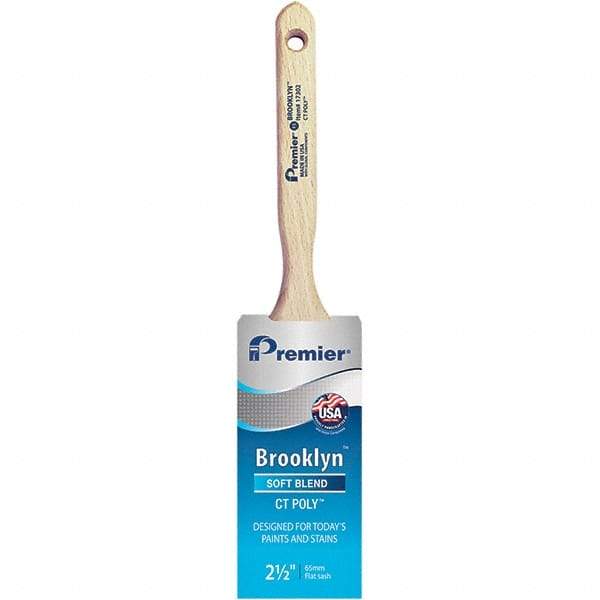 Premier Paint Roller - 2-1/2" Tapered Polyester Sash Brush - 2-15/16" Bristle Length, 7-1/2" Wood Sash Handle - Makers Industrial Supply