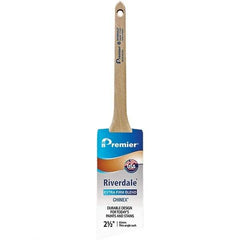 Premier Paint Roller - 2-1/2" Tapered Nylon Trim Brush - 2-11/16" Bristle Length, 8" Wood Sash Handle - Makers Industrial Supply