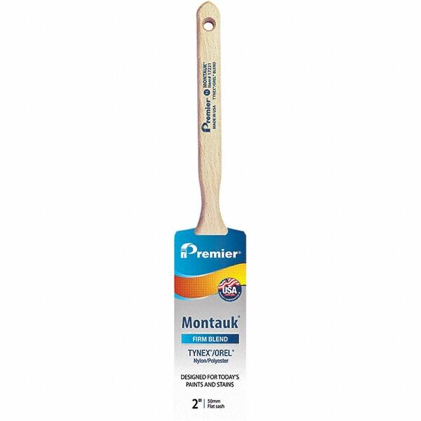 Premier Paint Roller - 2" Tapered Nylon/Polyester Sash Brush - 2-11/16" Bristle Length, 7" Wood Sash Handle - Makers Industrial Supply