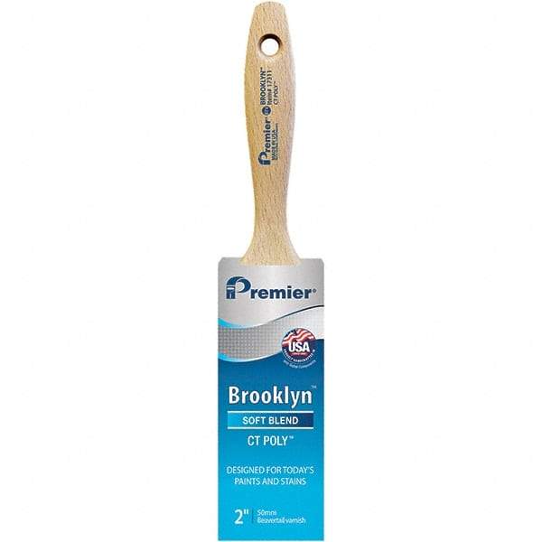 Premier Paint Roller - 2" Tapered Polyester Varnish Brush - 2-11/16" Bristle Length, 5-1/4" Wood Beavertail Handle - Makers Industrial Supply