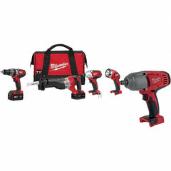 Milwaukee Tool - Cordless Tool Combination Kits Voltage: 18 Tools: 1/2" Hammer Drill; 1/4" Hex Impact Driver; Sawzall Reciprocating Saw - Makers Industrial Supply