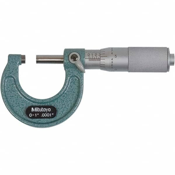 Mitutoyo - Mechanical Outside Micrometers Minimum Measurement (Decimal Inch): 0.0000 Maximum Measurement (Decimal Inch): 1.0000 - Makers Industrial Supply