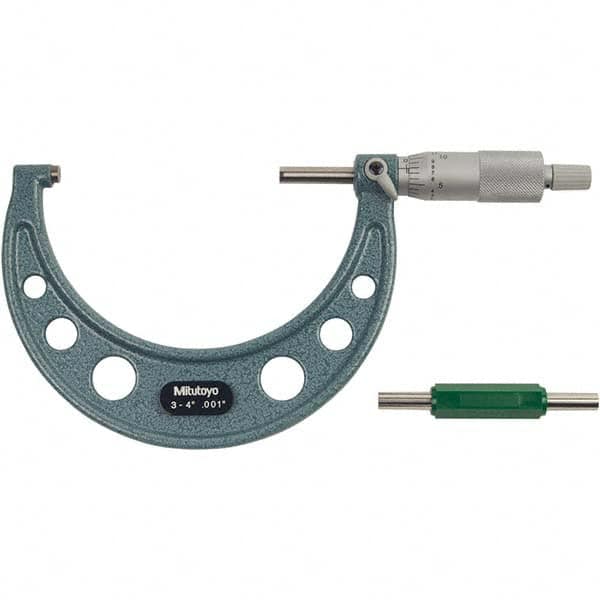 Mitutoyo - Mechanical Outside Micrometers Minimum Measurement (Decimal Inch): 3.0000 Maximum Measurement (Decimal Inch): 4.0000 - Makers Industrial Supply