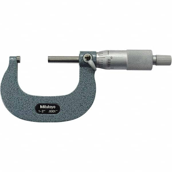 Mitutoyo - Mechanical Outside Micrometers Minimum Measurement (Decimal Inch): 1.0000 Maximum Measurement (Decimal Inch): 2.0000 - Makers Industrial Supply