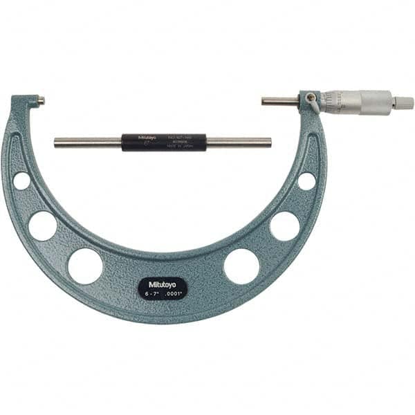 Mitutoyo - Mechanical Outside Micrometers Minimum Measurement (Decimal Inch): 6 Maximum Measurement (Decimal Inch): 7 - Makers Industrial Supply