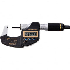 Electronic Outside Micrometer: 1″, Carbide Tipped Measuring Face, IP65  ±0.000050″Accuracy, Ratchet Stop Thimble