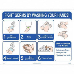 NMC - "Fight Germs By Washing Your Hands!", 24" Wide x 18" High, Paper Safety Sign - Makers Industrial Supply