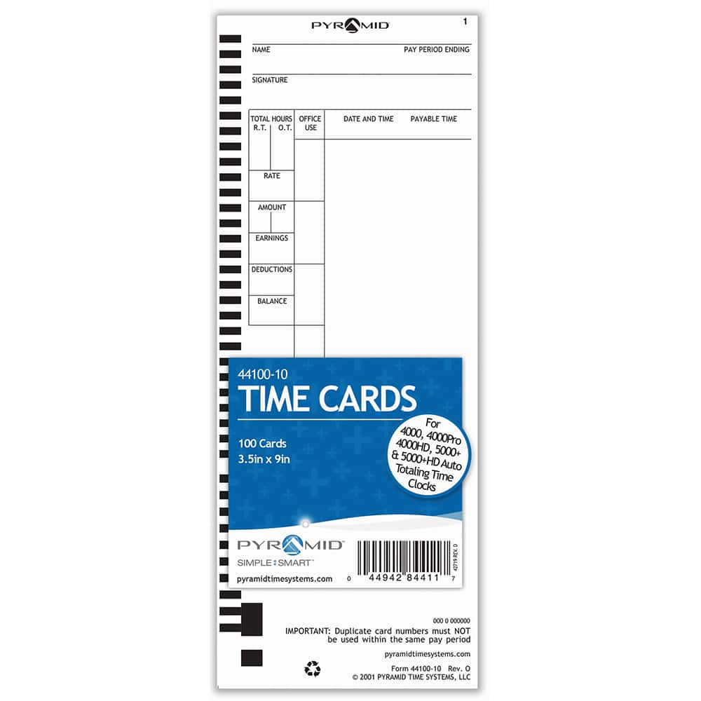 Pyramid - Time Cards & Time Clock Accessories For Use With: Pyramid Time Systems Time Clock models 4000, 400PRO, 4000HD, 400PROK, 5000, 5000HD Height (Inch): 4-5/16 - Makers Industrial Supply