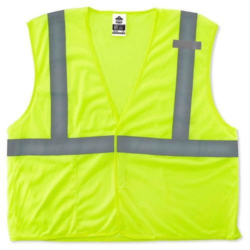 8210HL Econo Vest Lime L/ XL Hook & Loop Glowear - Makers Industrial Supply