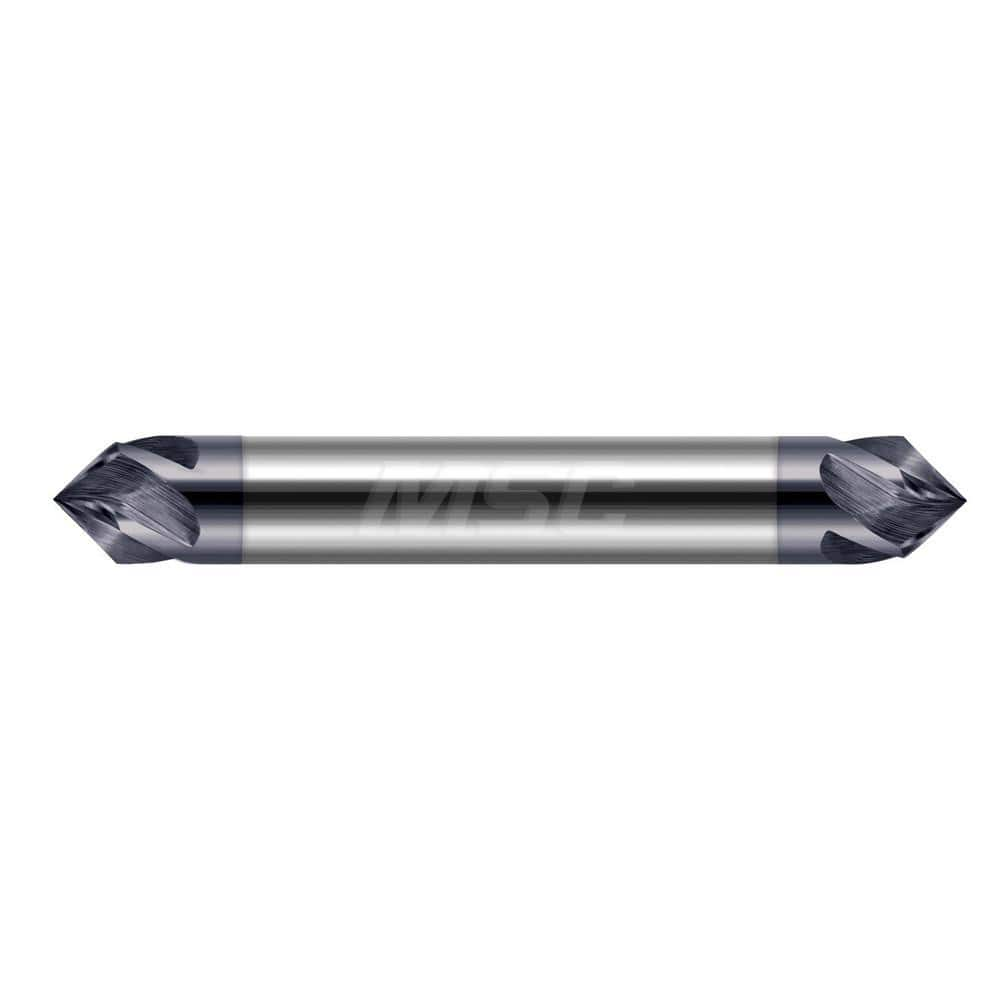 Chamfer Mill: 4 Flutes, Solid Carbide 2-1/2″ OAL, 3/8″ Shank Dia, AlTiN Coated