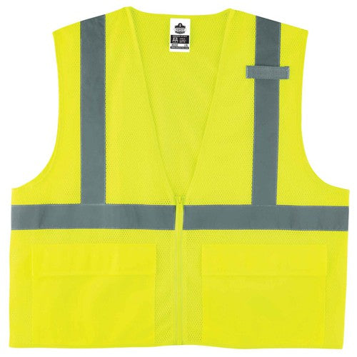 8220Z Standard Vest Lime L/ XL Zipper Glowear - Makers Industrial Supply