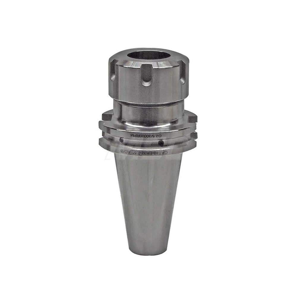 Collet Chuck: ER Collet, CAT Taper Shank 2.5″ Projection, 0.0001″ TIR, Balanced to 30,000 RPM, Through Coolant