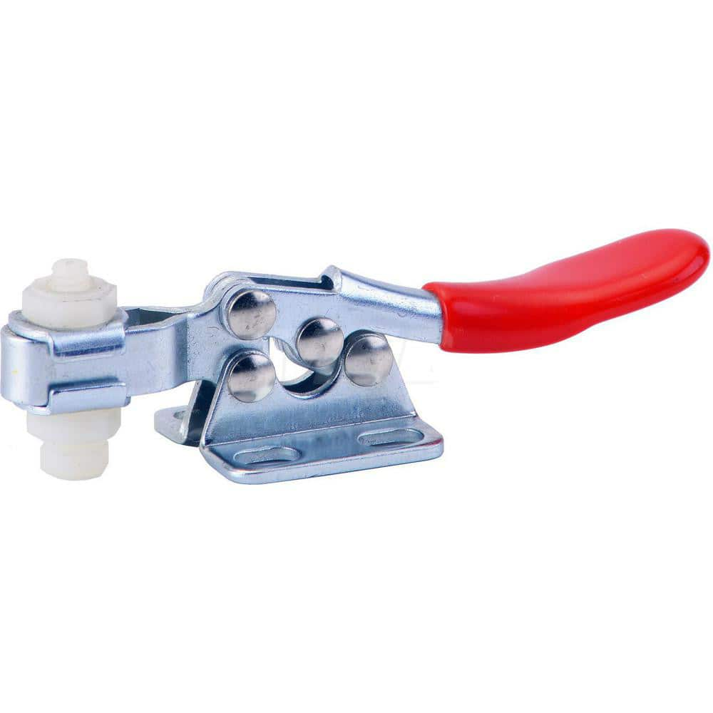 Manual Hold-Down Toggle Clamp: Horizontal, 60 lb Capacity, U-Bar, Flanged Base 80 ° Handle Movement, 90 ° Bar Opening, Plastic