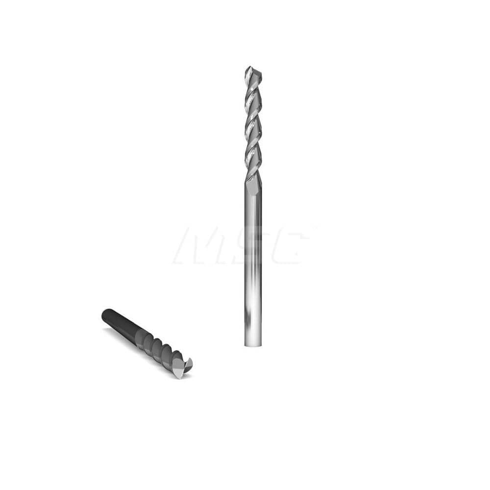 Square End Mill: 1/2'' Dia, 2'' LOC, 1/2'' Shank Dia, 4'' OAL, 2 Flutes, Solid Carbide Single End, ZrN Finish, Upcut Flute, 45 ° Helix, Centercutting, RH Cut, RH Flute, Series 2010