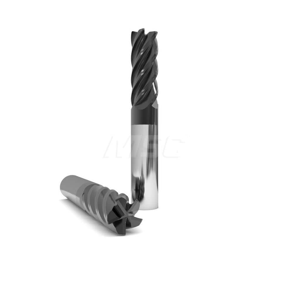 Corner Radius End Mill: 1/2″ Dia, 1″ LOC, 0.02″ Radius, 5 Flutes, Solid Carbide 3″ OAL, 1/2″ Shank Dia, 38 ° Helix, nACo Coated, Corner Radius End, Centercutting, Series 1035 & Hurrimill