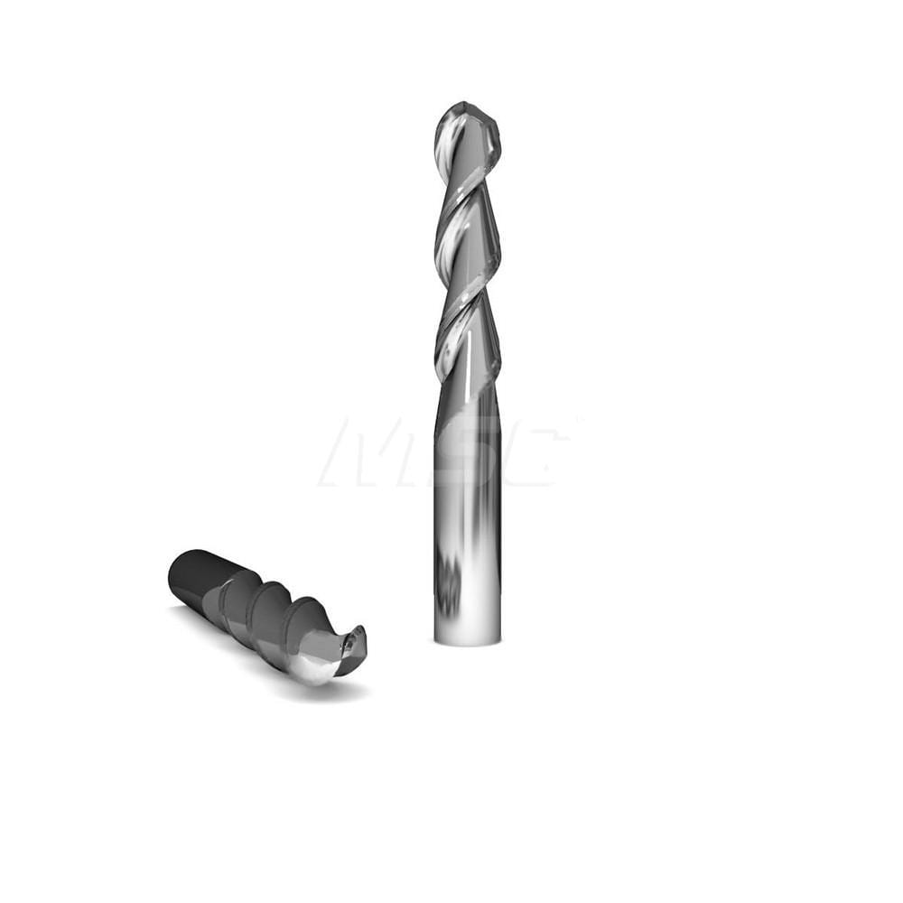 Ball End Mill: 0.75″ Dia, 2 Flute, Solid Carbide 4″ OAL, 3/4″ Shank Dia, 45 ° Helix, ZrN Coated, Single End, Series 2015