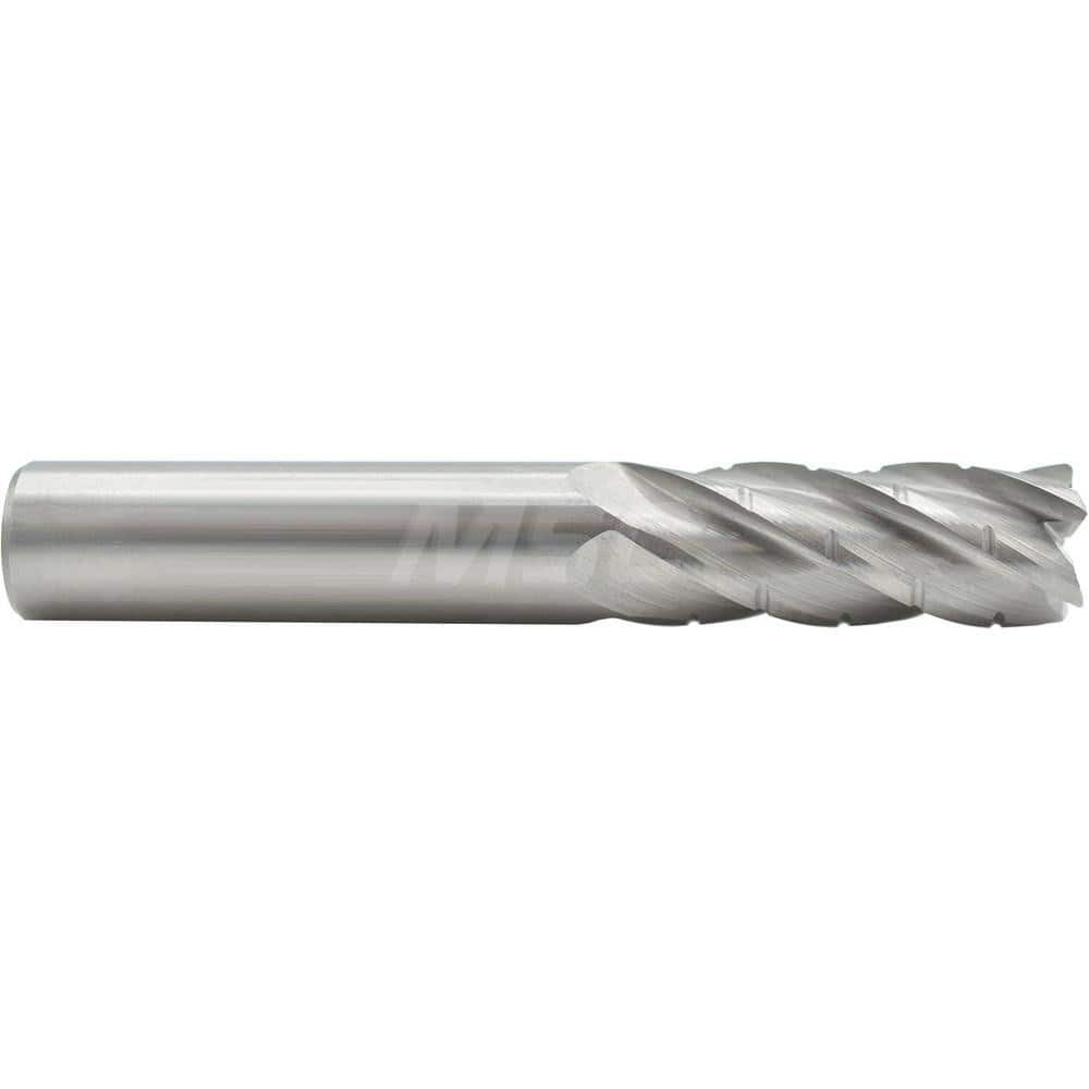 Corner Radius End Mill: 5/8″ Dia, 1-7/8″ LOC, 0.09″ Radius, 5 Flutes, Solid Carbide 4″ OAL, 5/8″ Shank Dia, 37 ° Helix, Bright/Uncoated, Corner Radius End, Centercutting, Series 1502