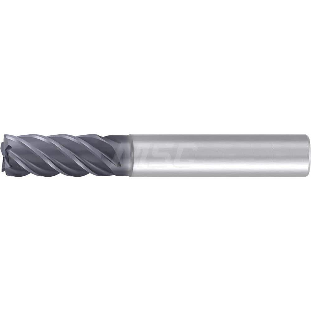 1″ Diam 5-Flute 35/38° Solid Carbide 0.012″ Corner Chamfer Roughing & Finishing End Mill AlCr Finish, 2″ LOC, 5″ OAL, 1″ Shank Diam, Centercutting, Standard Length