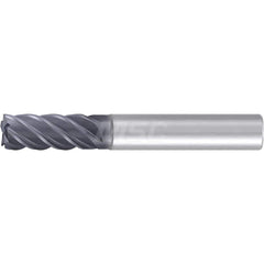 1″ Diam 5-Flute 35/38° Solid Carbide 0.012″ Corner Chamfer Roughing & Finishing End Mill AlCr Finish, 2″ LOC, 5″ OAL, 1″ Shank Diam, Centercutting, Standard Length