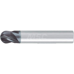 Ball End Mill: 0.4375″ Dia, 4 Flute, Solid Carbide 2-1/2″ OAL, 7/16″ Shank Dia, 35 & 38 ° Helix, AlCr Coated, Single End, Series 2919L