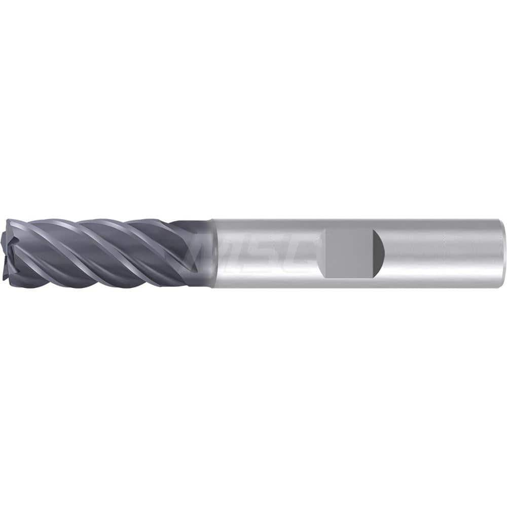 5/8″ Diam 5-Flute 35/38° Solid Carbide 0.008″ Corner Chamfer Roughing & Finishing End Mill AlCr Finish, 1-1/4″ LOC, 3-1/2″ OAL, 5/8″ Shank Diam, Centercutting, Standard Length