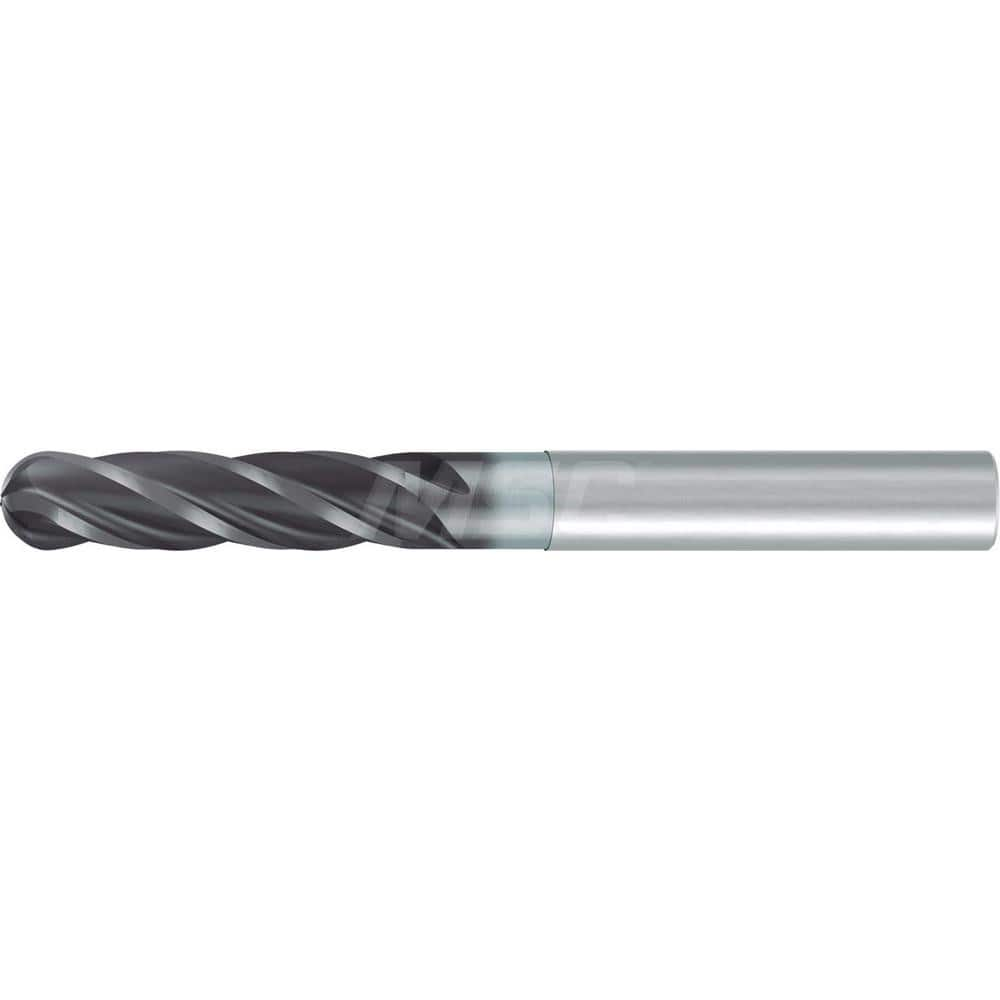 Ball End Mill: 0.375″ Dia, 4 Flute, Solid Carbide 3″ OAL, 3/8″ Shank Dia, 35 & 38 ° Helix, AlCr Coated, Single End, Series 3900L