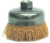 4" Crimped Wire Cup Brush - .020 Bronze; 5/8-11 A.H. - Non-Sparking Wire Wheel - Makers Industrial Supply