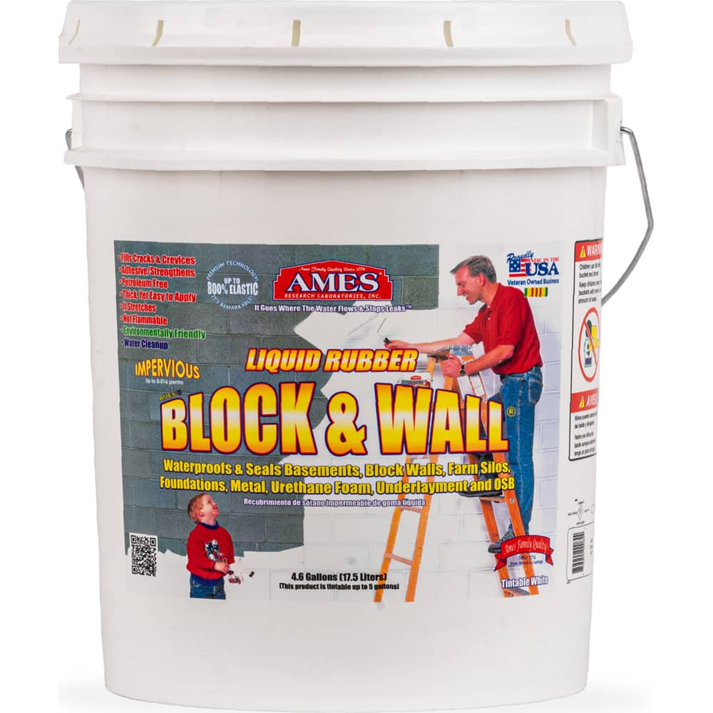 Ames - Block & Wall 5 Gal Pail White Liquid Rubber Waterproofer - Exact Industrial Supply