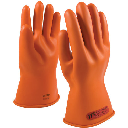 ‎147-0-11/11 - Novax - Natural Rubber Insulating Glove - Class 0 - 11″ - Orange - Straight Cuff - Exact Industrial Supply